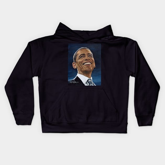 President Barack Obama Kids Hoodie by Neil Feigeles